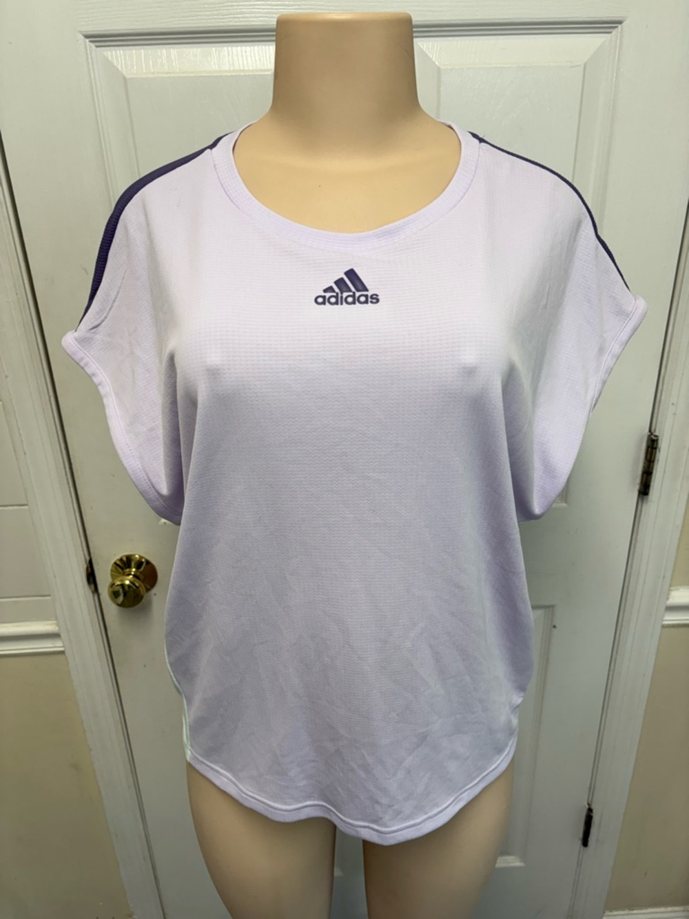 Adidas Ladies Large Heat.RDY Tennis T-Shirt FK0758 Lavender Purple Green